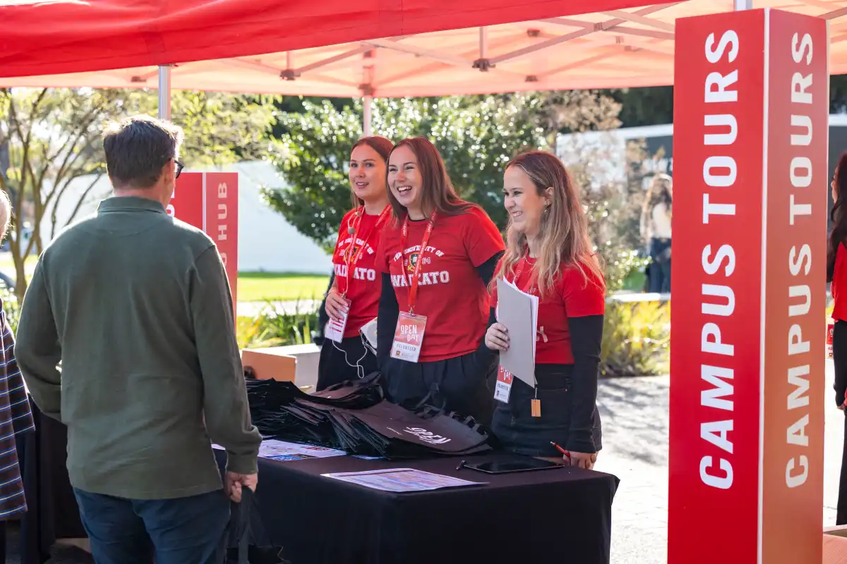 student attending campus tour tent (2)