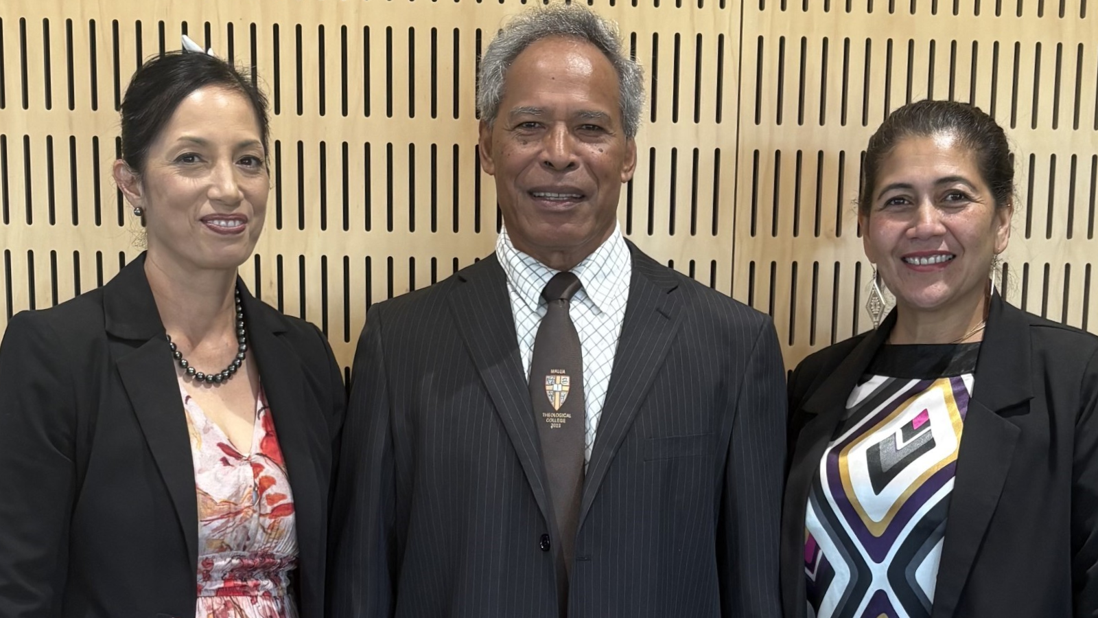 Assistant Vice Chancellor Pacific, Dr Keakaokawai (Keaka) Varner Hemi, Professor, Fui Asofou So’o and Dean of Law Professor Tafaoimalo Tologata Leilani Tuala Warren