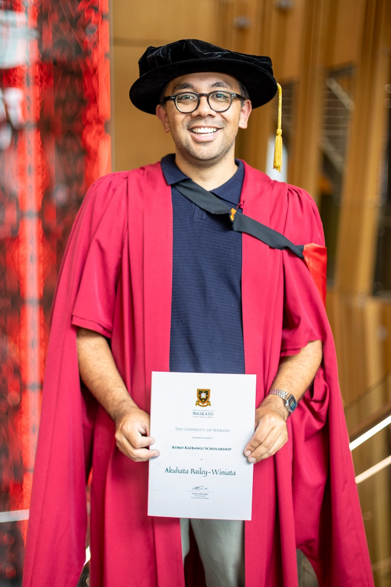 Dr Akuhata Bailey-Winiata in his graduation regalia