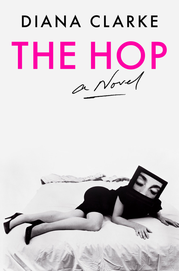 Cover photo of Biana Clarke's book The hop which has a lady with a TV on her head laying on the bed