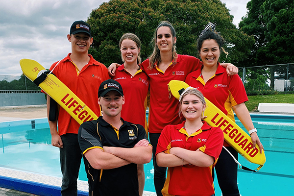 Picture of the pool lifeguards. 