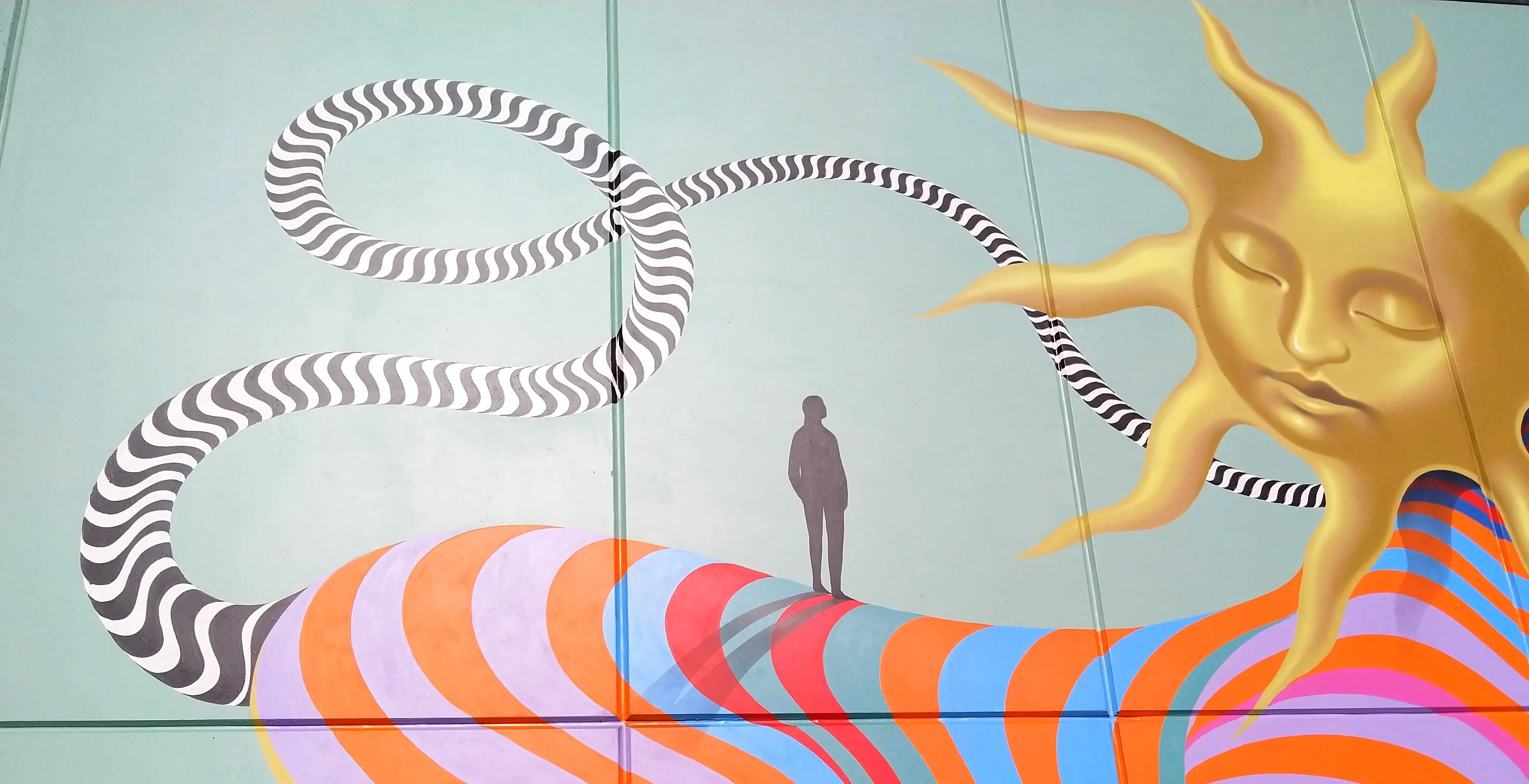 mural rainbow sun