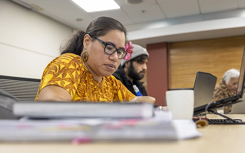 Student learning at a writing retreat
