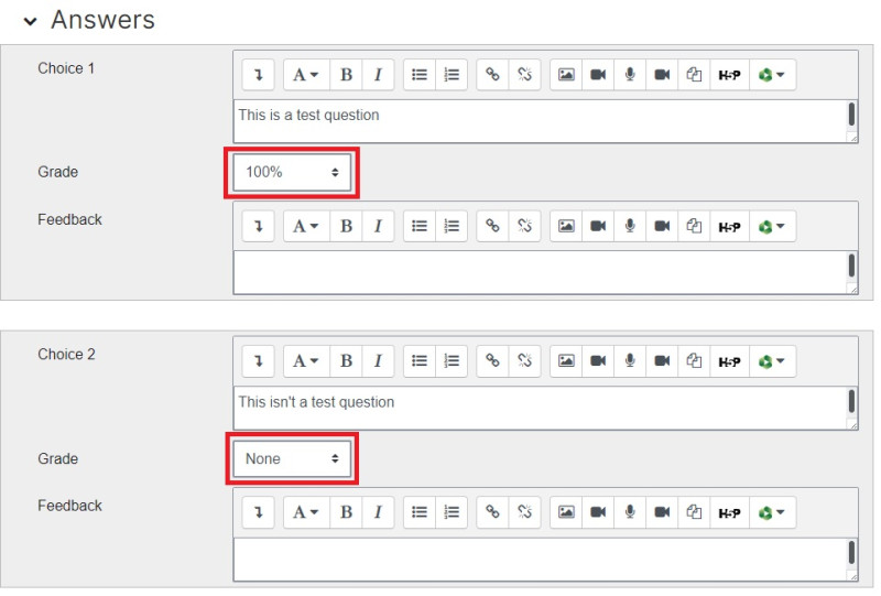 Add a multiple choice question to a quiz :: University of Waikato