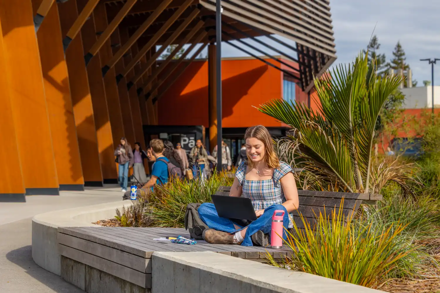 student studying outside pa area